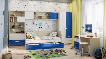 Детская комната Скай Люкс (Синий/Белый/корпус Клен) в Дудинке - dudinka.mebel54.com | фото