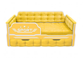 Кровать 160 серии Спорт 2 ящика 74 Жёлтый (мягкие боковые накладки) в Дудинке - dudinka.mebel54.com | фото