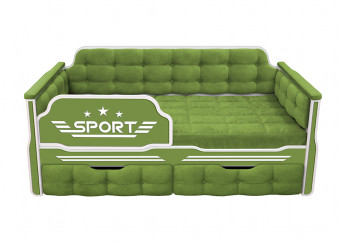 Кровать 160 серии Спорт 2 ящика 76 Зелёный (мягкие боковые накладки) в Дудинке - dudinka.mebel54.com | фото
