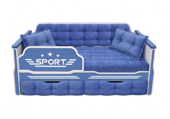 Кровать 160 серии Спорт 2 ящика 85 Синий (подушки) в Дудинке - dudinka.mebel54.com | фото