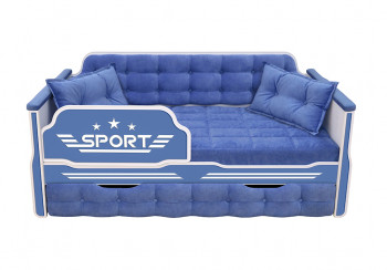 Кровать 180 серии Спорт 1 ящик 85 Синий (подушки) в Дудинке - dudinka.mebel54.com | фото