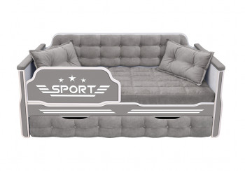 Кровать 190 серии Спорт 1 ящик 45 Серый (подушки) в Дудинке - dudinka.mebel54.com | фото