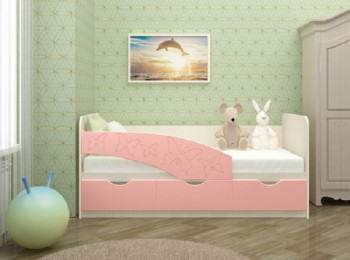 Кровать Бабочки 2,0м (Розовый металлик) в Дудинке - dudinka.mebel54.com | фото
