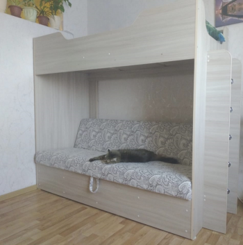 Кровать двухъярусная с диваном (Беленый дуб) в Дудинке - dudinka.mebel54.com | фото