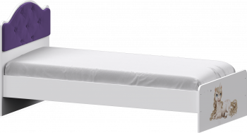 Кровать Каспер с мягкой спинкой и фотопечатью (800х1900)Белый/Фиолетовый в Дудинке - dudinka.mebel54.com | фото