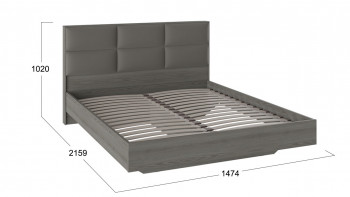 Кровать «Либерти» с мягким изголовьем и подъемным механизмом Хадсон/Ткань Грей/1400 в Дудинке - dudinka.mebel54.com | фото
