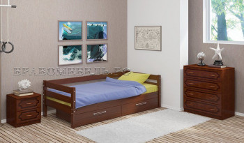 Кровать одинарная ГЛОРИЯ из массива сосны  900*2000 (Орех) в Дудинке - dudinka.mebel54.com | фото