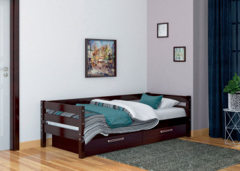 Кровать одинарная ГЛОРИЯ из массива сосны  900*2000 (Орех Тёмный) в Дудинке - dudinka.mebel54.com | фото