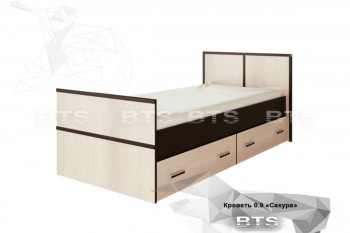 Кровать Сакура с настилом и ящиками 0,9 (Венге/Лоредо) в Дудинке - dudinka.mebel54.com | фото
