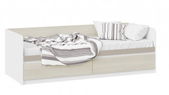 Кровать «Сканди» с 2 ящиками Дуб Гарден/Белый/Глиняный серый в Дудинке - dudinka.mebel54.com | фото