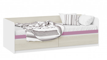 Кровать «Сканди» с 2 ящиками Дуб Гарден/Белый/Лиловый в Дудинке - dudinka.mebel54.com | фото