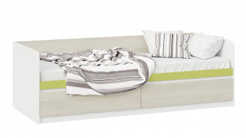Кровать «Сканди» с 2 ящиками Дуб Гарден/Белый/Зеленый в Дудинке - dudinka.mebel54.com | фото