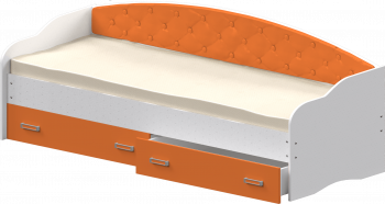 Кровать Софа-8 с мягкой спинкой (900х1900) Белый/Оранжевый в Дудинке - dudinka.mebel54.com | фото