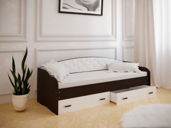 Кровать Софа-8 с мягкой спинкой (900х1900) Венге/ Белый в Дудинке - dudinka.mebel54.com | фото