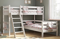 Кровать Соня вариант 8 угловая с наклонной лестницей Белый полупрозрачный в Дудинке - dudinka.mebel54.com | фото