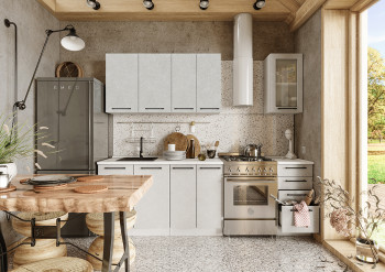 Кухонный гарнитур Нувель 1800мм белый/бетон белый в Дудинке - dudinka.mebel54.com | фото