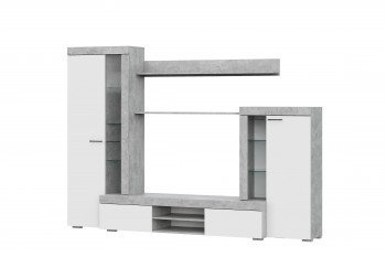Мебель для гостиной МГС 5 Цемент светлый / Белый в Дудинке - dudinka.mebel54.com | фото