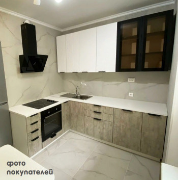Модульная кухня Норд 1,6 м (Софт даймонд/Камень беж/Белый) в Дудинке - dudinka.mebel54.com | фото