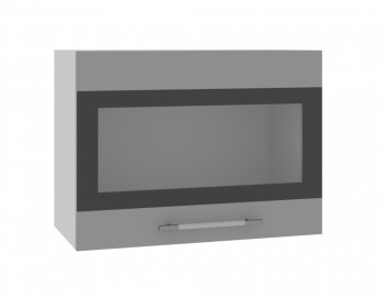 Норд ШВГС 600 Шкаф верхний горизонтальный со стеклом (Софт черный/корпус Белый) в Дудинке - dudinka.mebel54.com | фото