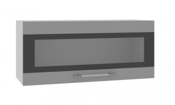 Норд ШВГС 800 Шкаф верхний горизонтальный со стеклом (Софт черный/корпус Белый) в Дудинке - dudinka.mebel54.com | фото