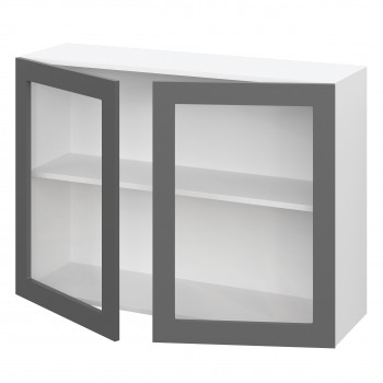 Норд ШВС 1000 Шкаф верхний со стеклом (Софт черный/корпус Белый) в Дудинке - dudinka.mebel54.com | фото