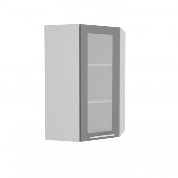 Норд ШВУС 600Н Шкаф верхний угловой (премьер) высокий (Софт черный/корпус Белый) в Дудинке - dudinka.mebel54.com | фото