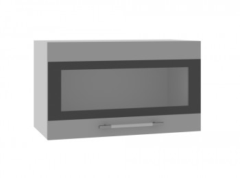 Ройс ПГСФ 600 Шкаф верхний горизонтальный со стеклом с фотопечатью (Графит софт/корпус Серый) в Дудинке - dudinka.mebel54.com | фото