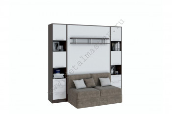 Шкаф-кровать с диваном БЕЛА с полкой ножкой в Дудинке - dudinka.mebel54.com | фото